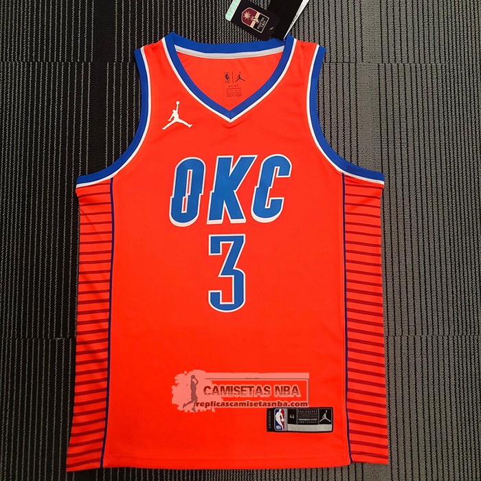 Camiseta Oklahoma City Thunder Chris Paul NO 3 Statement 2021 Naranja